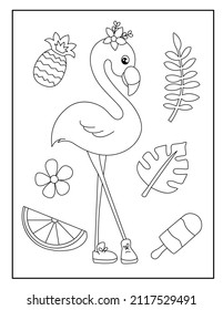 Flamingo coloring page for kids