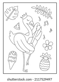 Flamingo coloring page for kids