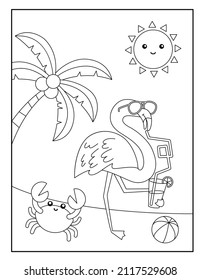 Flamingo coloring page for kids