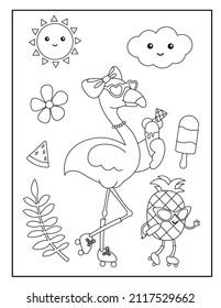 Flamingo coloring page for kids