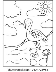 flamingo coloring page for kids