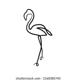 Flamingo continuous one line art drawing. Single line minimalism design