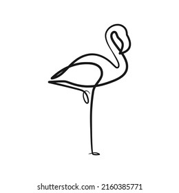 Dibujo continuo de una línea de flamenco. Diseño minimalista de una sola línea