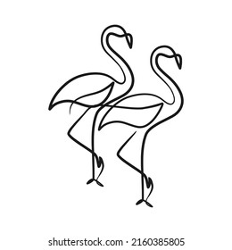 Dibujo continuo de una línea de flamenco. Diseño minimalista de una sola línea