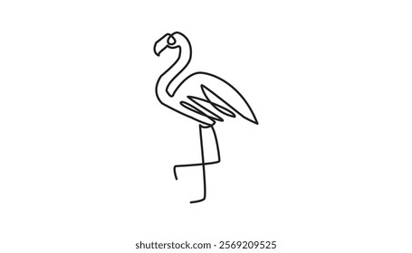 flamingo continuous one line drawing art