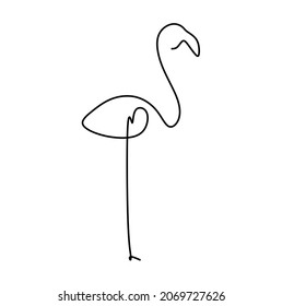 Flamingo continuous simple line drawing vector illustration