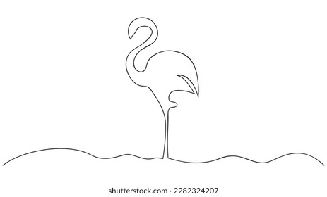 Flamingo. Continuous single hand drawn summer symbol. Vector illustration