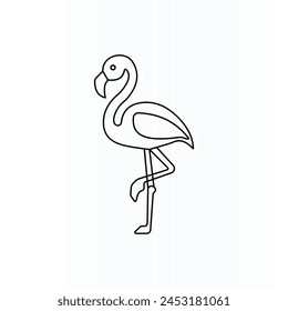 Flamingo continuous single line art vector.