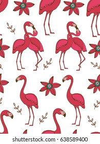 Flamingo couple colorful seamless pattern. vector illustration