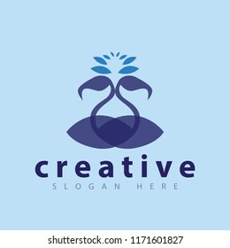 Flamingo Couple logo Vector template