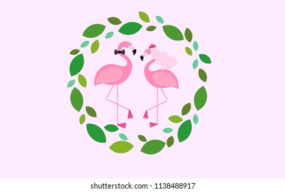 Flamingo couple wedding