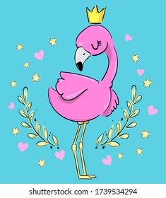Flamingo en la corona hermosa ilustración vectorial