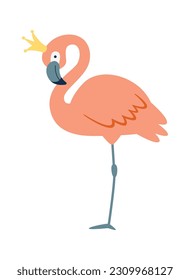 Flamingo Con Ilustración Del Vector De La Corona