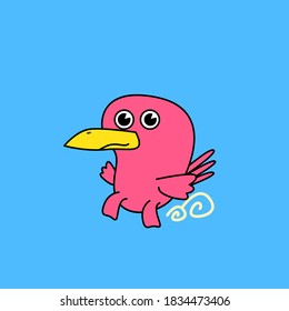flamingo, Cute baby animal character illustration for kid t-shirt design or background