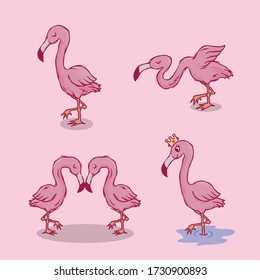 flamingo cute character cartoon premium vector