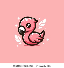 Flamingo Cute Mascot Logo Illustration Chibi Kawaii is awesome logo, mascot or illustration for your product, company or bussiness