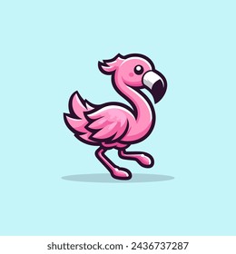 Flamingo Cute Mascot Logo Illustration Chibi Kawaii is awesome logo, mascot or illustration for your product, company or bussiness