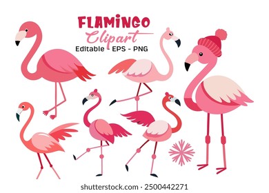 Flamingo Tanz Winter Clipart Collection