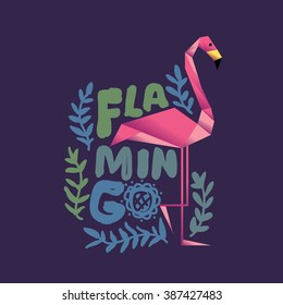 Flamingo decorative vector design/ Geometrical flamingo/ Origami flamingo/ Vector illustrations/ Fashion elements/ Bird icon