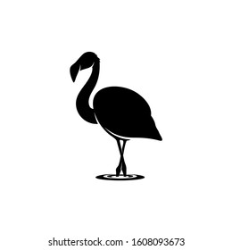 Flamingo design vector, Black silhouette of a flamingo bird, standing, isolated.