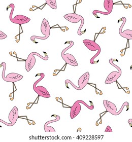 flamingo doodle seamless pattern