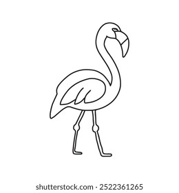 Flamingo en estilo doodle. Vector, sobre un fondo blanco