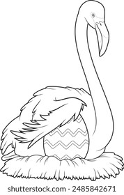 Flamingo Pascua Huevo de Pascua Nido Animal Vector Ilustración de arte gráfico