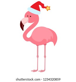 flamingo with elf hat illustration