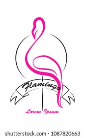 Flamingo emblem design, logo, icon, sketch, idea, vector illustration
