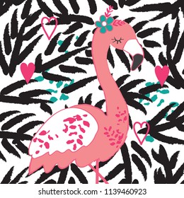 flamingo exotic bird vector illustration