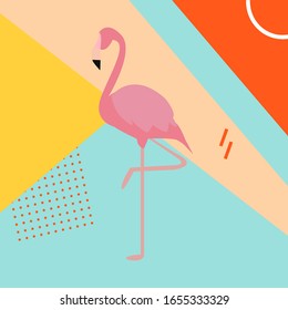 Flamingo. Exotic tropical bird. Set of flamingos. Exotic animals. Cute pink flamingos collection in different poses. Nature, wild fauna. Zoo animal. Exotic bird in different poses. Vector graphics.