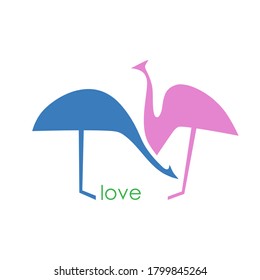 Flamingo family couple bird man woman logo icon Symbol love Hand drawn Doodle design Cartoon style Fashion print clothes apparel greeting invitation card medical banner poster badge flyer website 