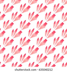 Flamingo feathers seamless pattern. Vector illustration isolated on white background. Concept for modern packaging, background, wallpaper, summer theme.