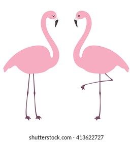 Flamingo. Flat design elements. Isolated on white background