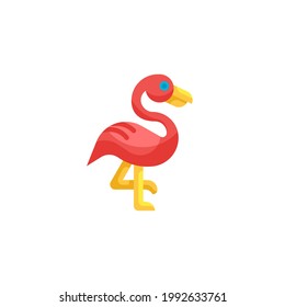 Icono plano de flamingo aislado en fondo blanco
