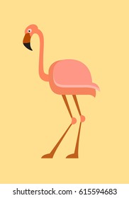 Flamingo flat icon on the yellow background