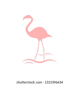 Flamingo Flat Logo. Soft pink.  Minimalistic abstraction.