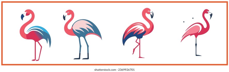 flamingo flat minimal vector logo style silhouette collection