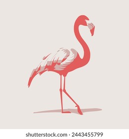 Flamingo Flat Vector Art Bird, Wildlife, Pink, Tropical, Icon.