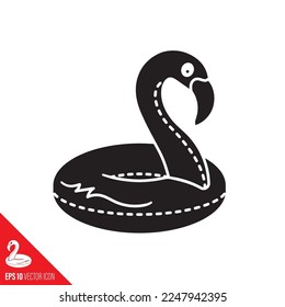 Icono vectorial del flotador de flamenco. Símbolo de ayuda para nadar.