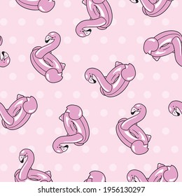 Flamingo Floaties Seamless Pattern on Pink Background