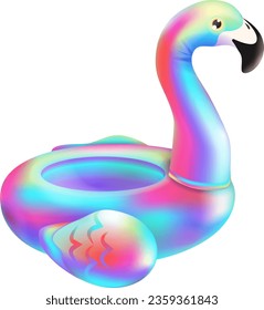 Flamingo floating ring. Swimming pool colorful donut isolated on white background