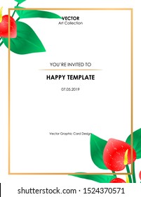 Flamingo flower card, Vector illustration design element