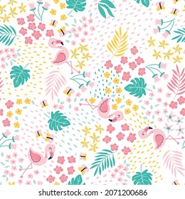 Flamingo flower summer pattern tropical