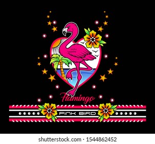 Flamingo and flowers design art