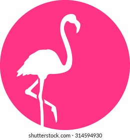 Flamingo in front of pink mooon