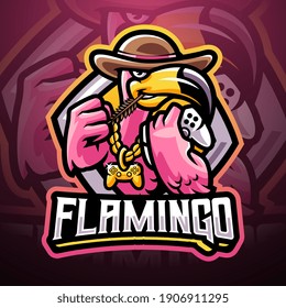 Flamingo games esport mascot logo design