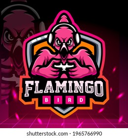 Flamingo gaming mascot. esport logo design