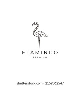 Flamingo geometric polygonal logo vector icon design template