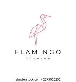 Flamingo geometric polygonal logo vector icon design template